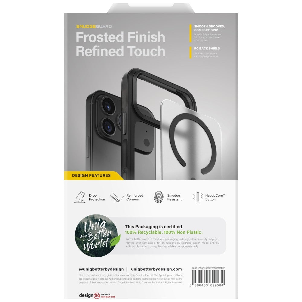 Uniq iPhone 18 Pro / iPhone 17 Pro - Σκληρή Θήκη με Πλαίσιο Σιλικόνης και MagSafe - Veren MagClick - Chalk Frost