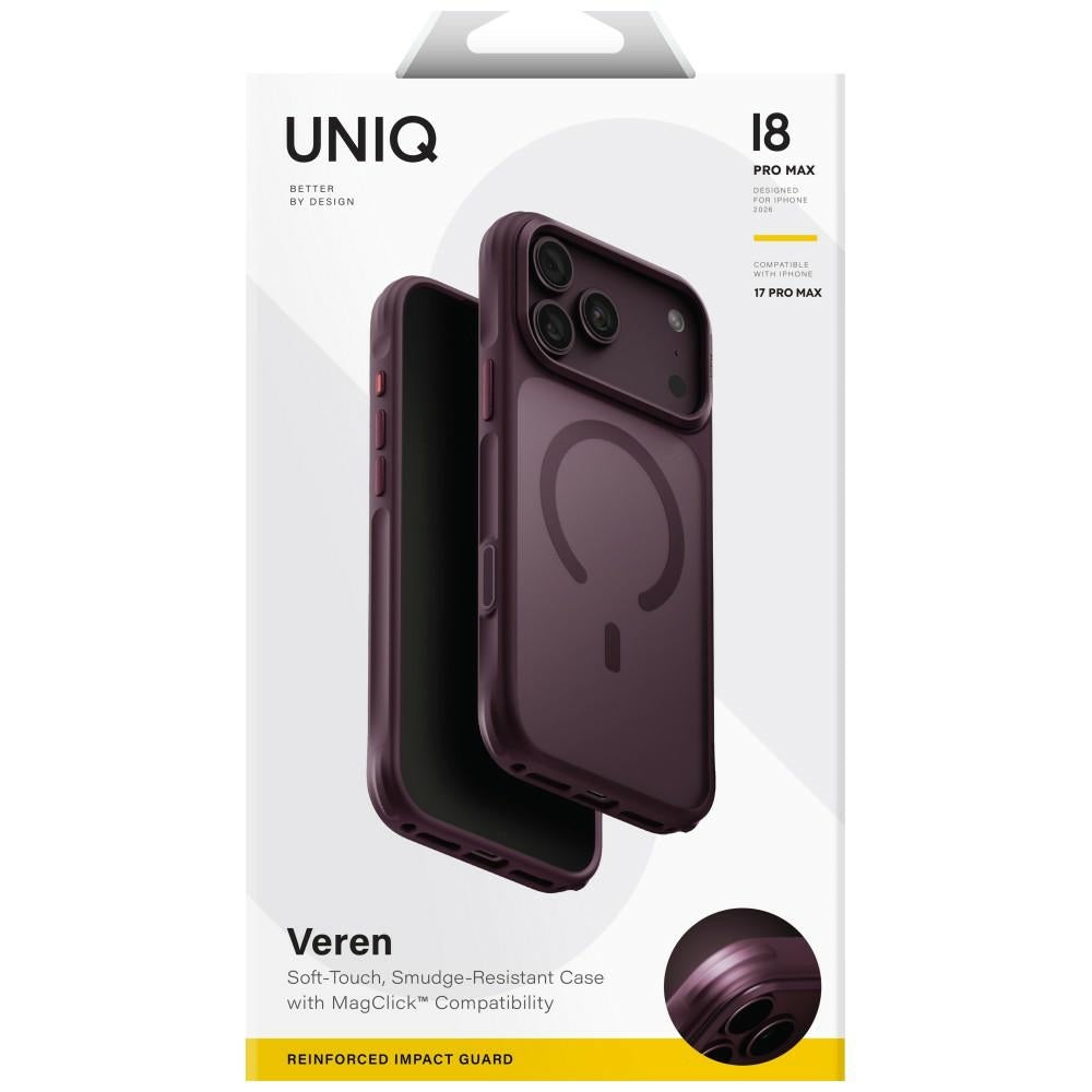 Uniq iPhone 18 Pro Max / iPhone 17 Pro Max - Σκληρή Θήκη με Πλαίσιο Σιλικόνης και MagSafe - Veren MagClick - Burgundy
