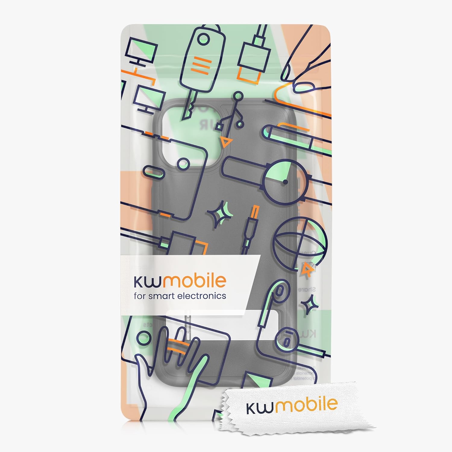 KW iPhone 15 Σκληρή Θήκη με Πλαίσιο Σιλικόνης και Stand - Black - 62041.01