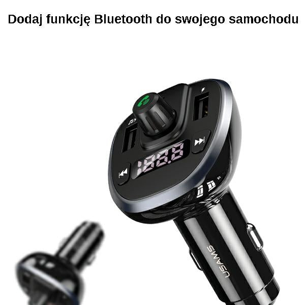 USAMS FM Transmitter για Αναπαραγωγή Μουσικής / Φόρτιση Κινητών στο Αυτοκίνητο με 2 Θύρες USB - C21 15W - Black