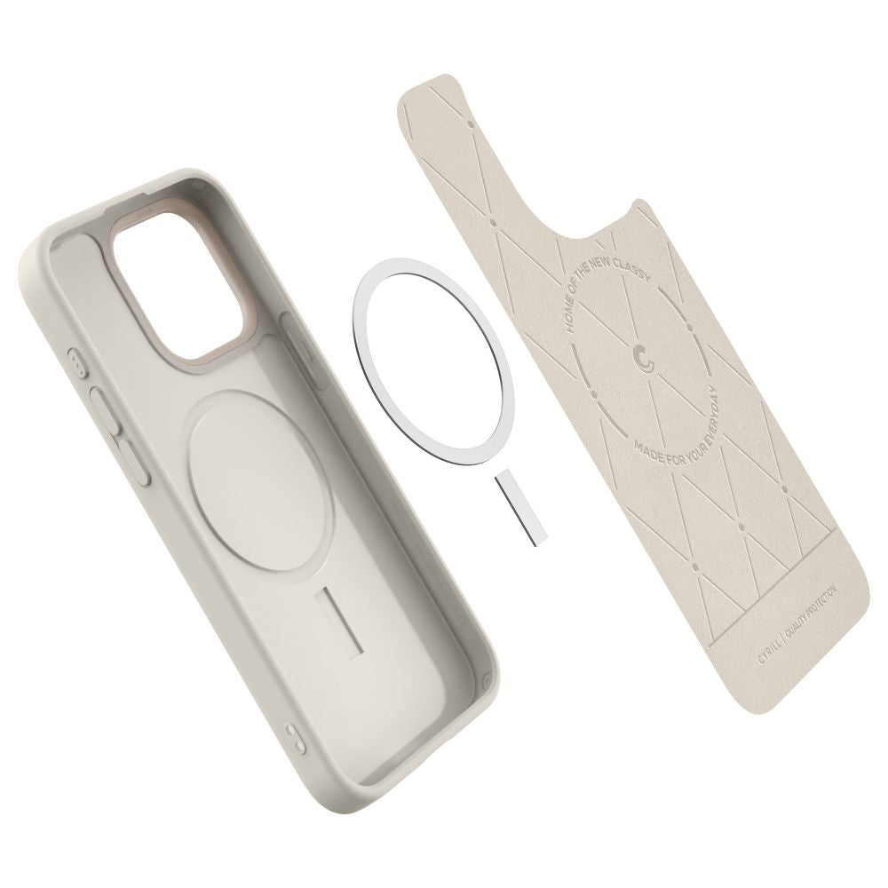 Spigen Cyrill iPhone 15 Pro Kajuk Mag Θήκη με Επένδυση Συνθετικού Δέρματος και MagSafe - Cream