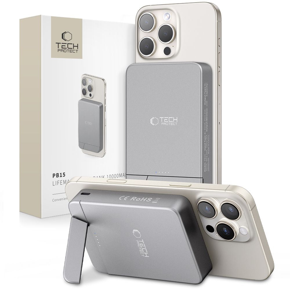 Tech - Protect PB15 Lifemag MagSafe Μαγνητικό PowerBank Κινητού 10000 mAh - Space Grey