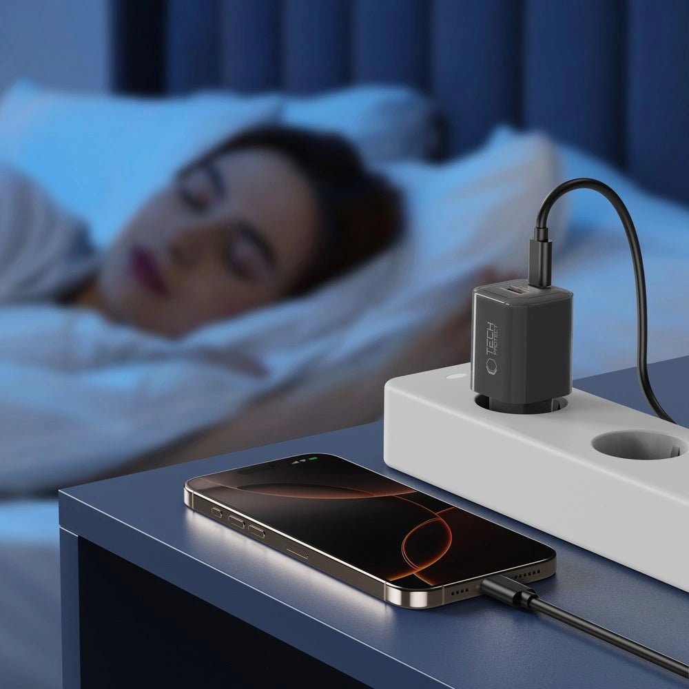 Tech - Protect NCM33W QC3.0 Οικιακός Φορτιστής Γρήγορης Φόρτισης με 1 Θύρα USB και 1 Θύρα Type - C - Black