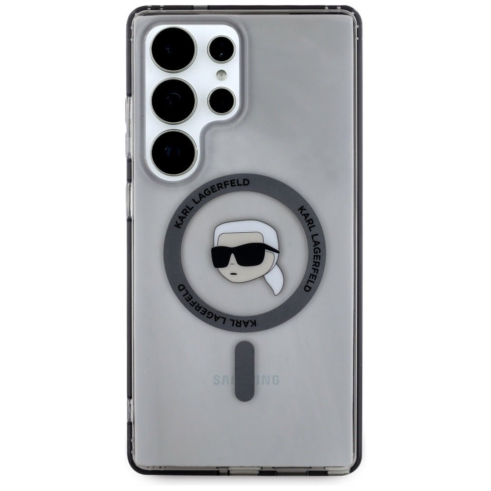 Karl Lagerfeld Samsung Galaxy S25 Ultra - Button Karl Head Printed Logo - MagSafe Σκληρή Θήκη με Πλαίσιο Σιλικόνης - Black - KLHMS25LHLSKIK