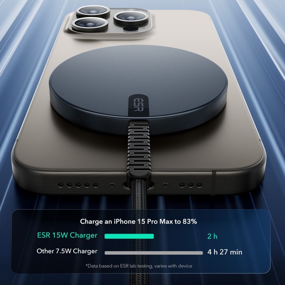 ESR HaloLock QI2 Mini Ασύρματος Φορτιστής MagSafe με Καλώδιο Type - C 15W - Black