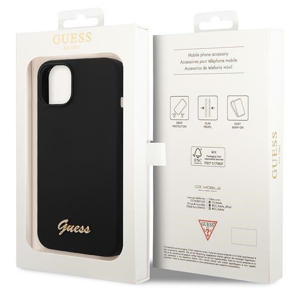 Guess iPhone 14 Silicone Metal Logo Script Θήκη Σιλικόνης - Black - GUHCP14SSLSMK