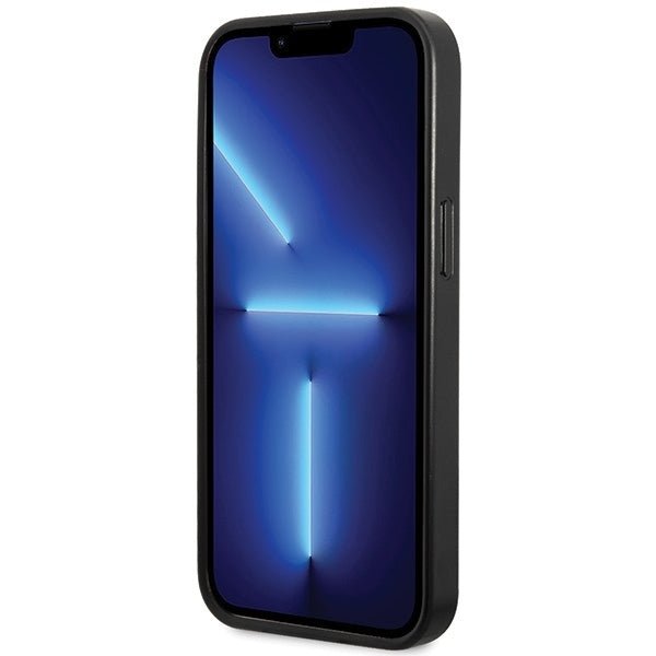 Guess iPhone 15 Leather 4G Stamped Θήκη με Επένδυση Συνθετικού Δέρματος - Black - GUHCP15SP4EPMK