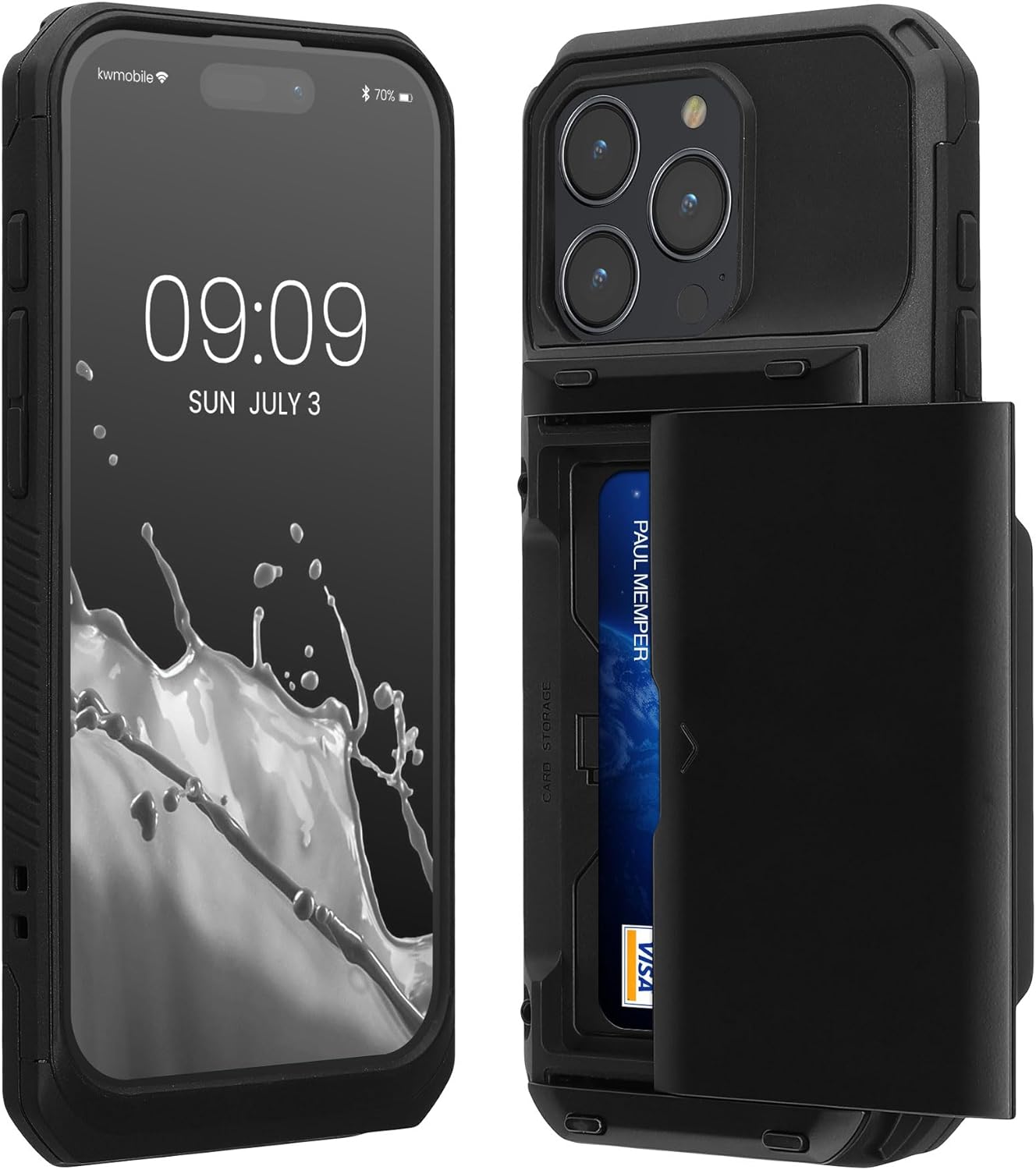 KW iPhone 15 Pro Max Σκληρή Θήκη με Υποδοχή για Κάρτες - Black