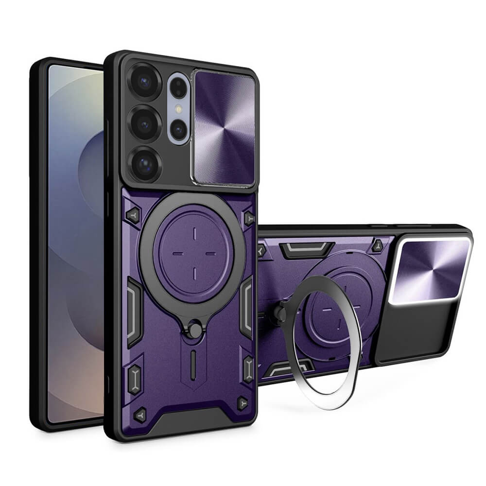 Techsuit Samsung Galaxy S25 Ultra - CamGuard Pro - Σκληρή Θήκη με Προστασία Καμερών και Δαχτυλίδι Συγκράτησης - Purple