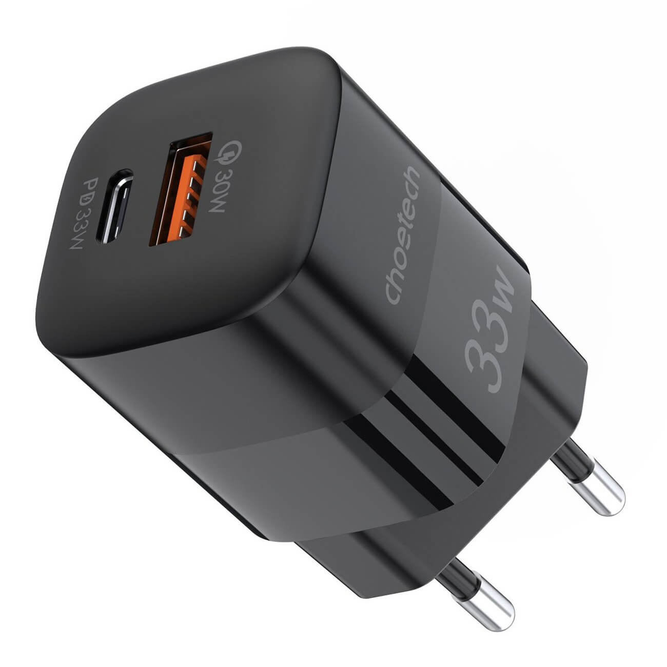 Choetech PD QC 33W Οικιακός Φορτιστής Γρήγορης Φόρτισης με 1 Θύρα Type - C και 1 Θύρα USB - Black - PD5006