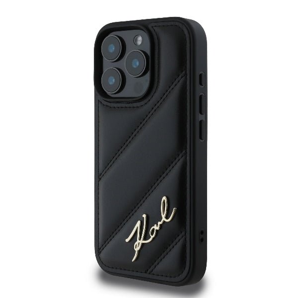 Karl Lagerfeld iPhone 16 Pro Max - Quilted Signature - Θήκη με Επένδυση Συνθετικού Δέρματος - Black - KLHCP16XPQDSMGK