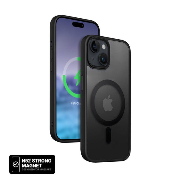 Crong iPhone 15 Plus Hybrid Frost Mag - Σκληρή Θήκη με Πλαίσιο Σιλικόνης και MagSafe - Black