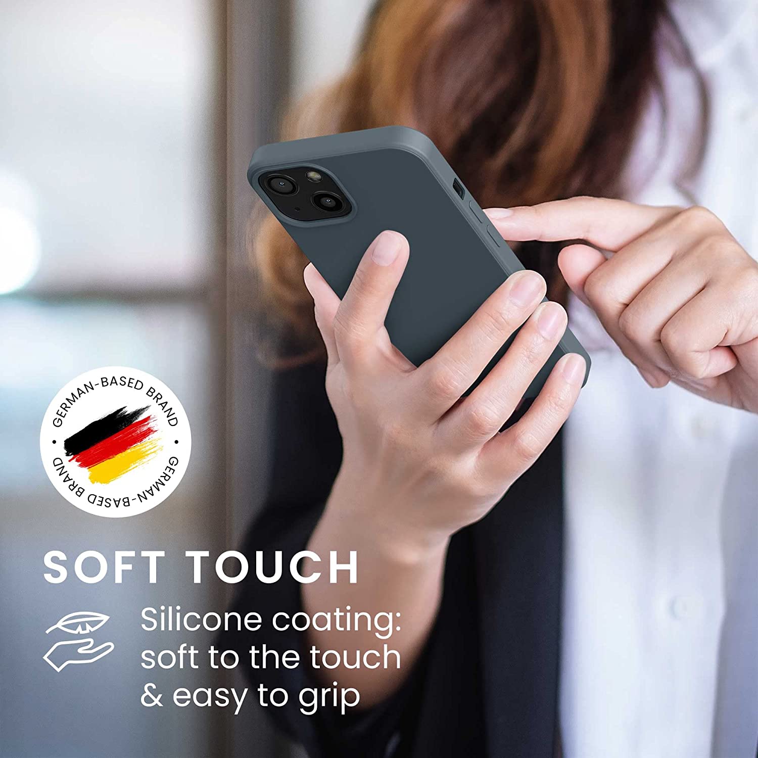 KW iPhone 13 Θήκη Σιλικόνης Rubberized TPU - Slate Grey - 55948.202