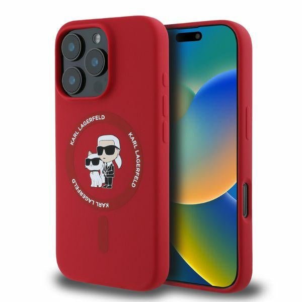 Karl Lagerfeld iPhone 16 Pro Max - Silicone KC Heads Ring MagSafe - Θήκη Σιλικόνης με MagSafe - Red - KLHMP16XSCMKCRHR