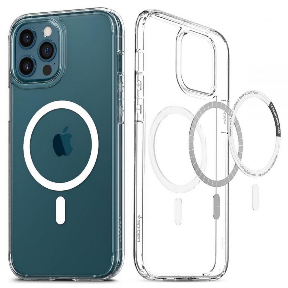 Spigen iPhone 12 Pro Max Ultra Hybrid Mag Σκληρή Θήκη με Πλαίσιο Σιλικόνης Και MagSafe - White / Διάφανη