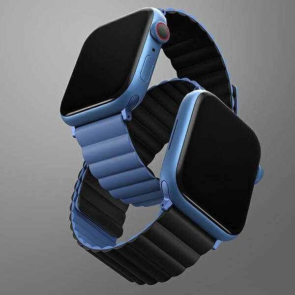 Uniq Λουράκι Apple Watch 2 / 3 / 4 / 5 / 6 / 7 / 8 / 9 / SE - 38 / 40 / 41 mm Revix Μαγνητικό Σιλικόνης Διπλής Όψης - Black / Blue