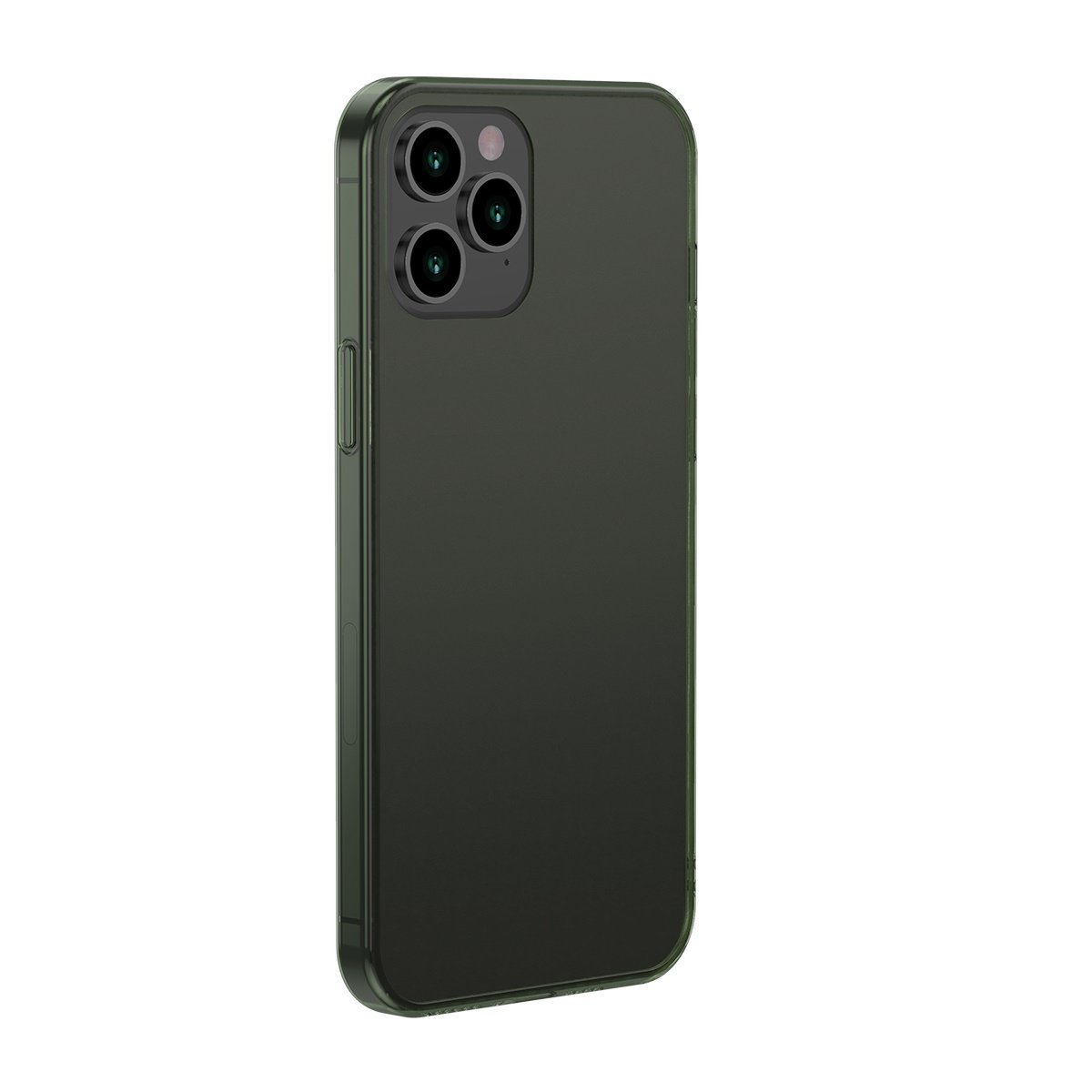 Baseus iPhone 12 Pro Max Frosted Glass Θήκη με Πλαίσιο Σιλικόνης και Όψη Γυαλιού Tempered Glass - Green - WIAPIPH67N - WS06