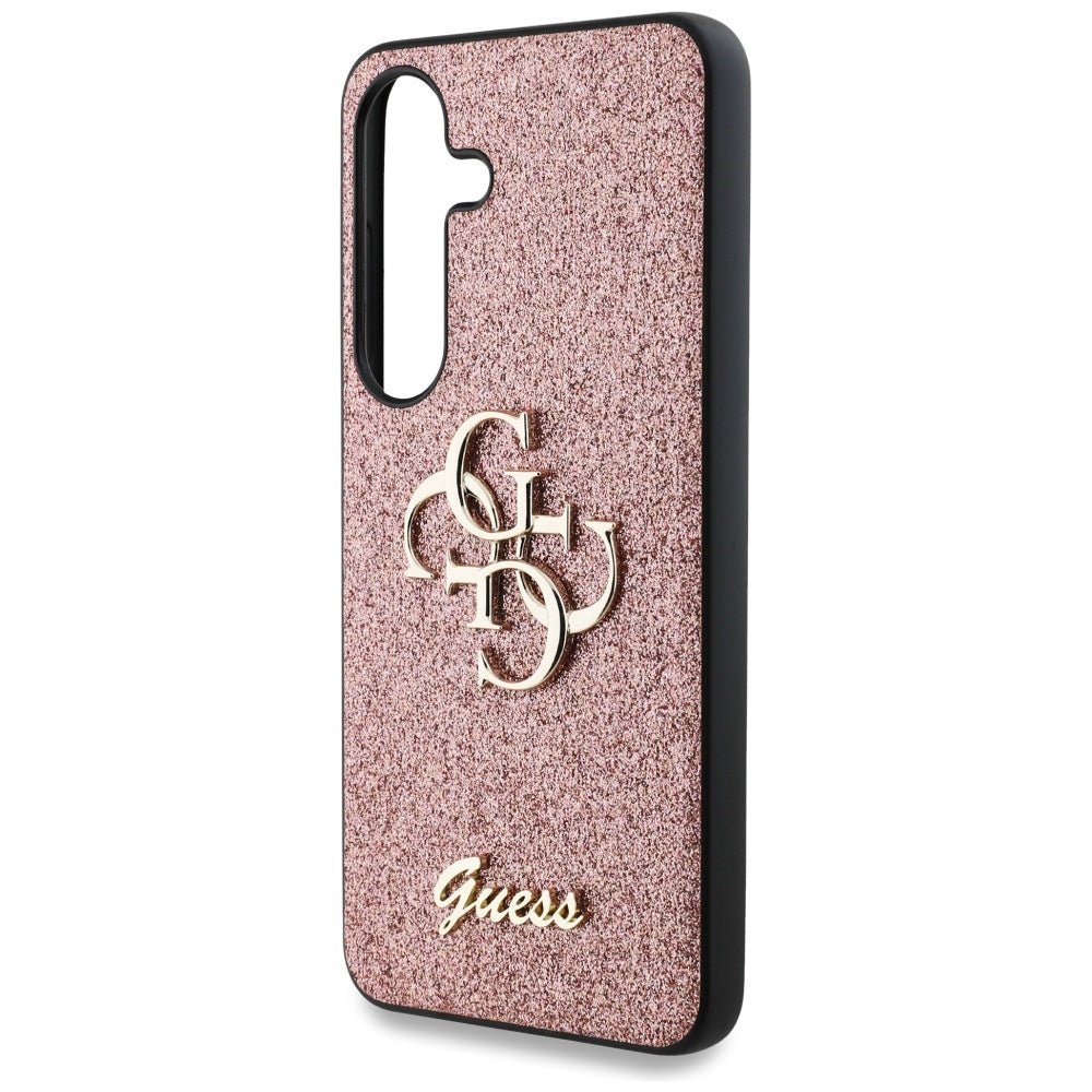 Guess Samsung Galaxy S25 Plus - Fixed Glitter Big 4G - Σκληρή Θήκη με Πλαίσιο Σιλικόνης - Pink - GUHCS25MHG4SGP