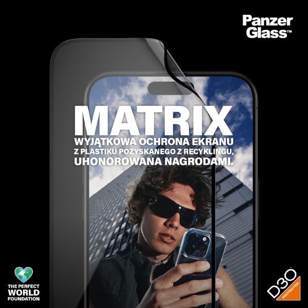 PanzerGlass iPhone 15 Pro Max Matrix D3O Ultra - Wide Fit Easy Aligner 6H Ευλύγιστο Αντιχαρακτικό Γυαλί Οθόνης - Black
