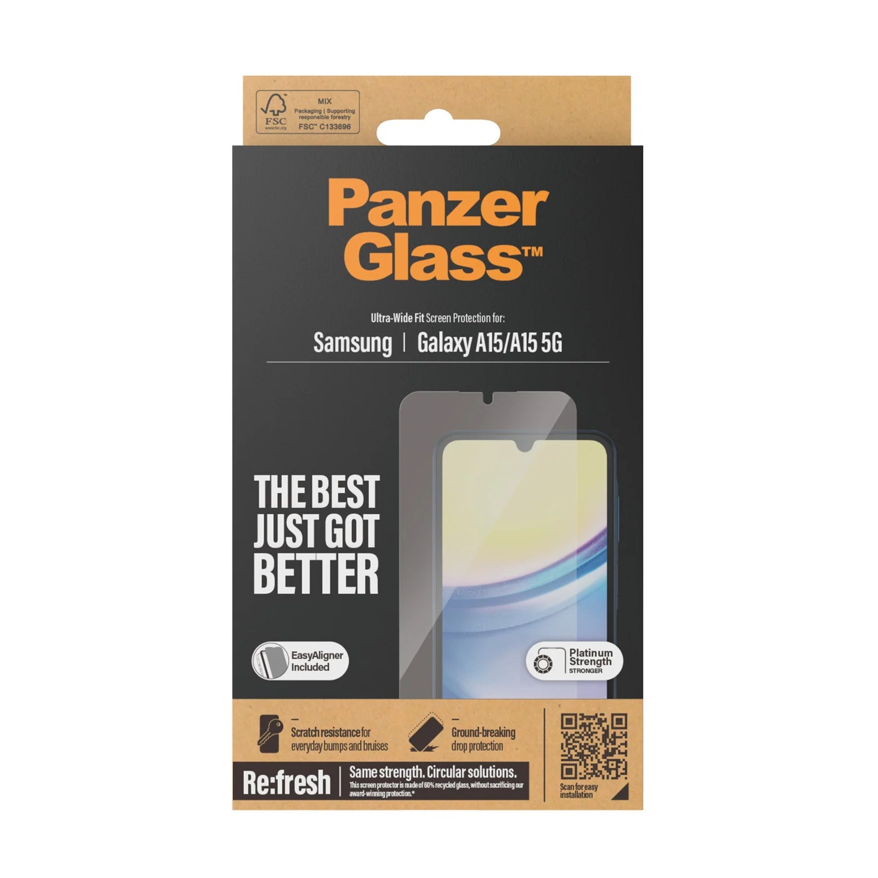 PanzerGlass Samsung Galaxy A15 4G / A15 5G Ultra - Wide Fit Case Friendly Full Screen Αντιχαρακτικό Γυαλί Οθόνης - Διάφανο