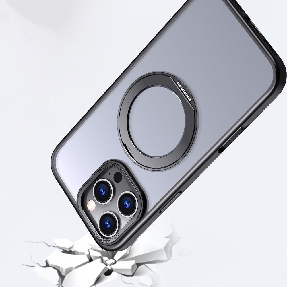 Tech - Protect iPhone 16 Pro MagRing - Σκληρή MagSafe Θήκη με Περιστρεφόμενο Δαχτυλίδι Συγκράτησης / Stand - Matte Black / Ημιδιάφανη