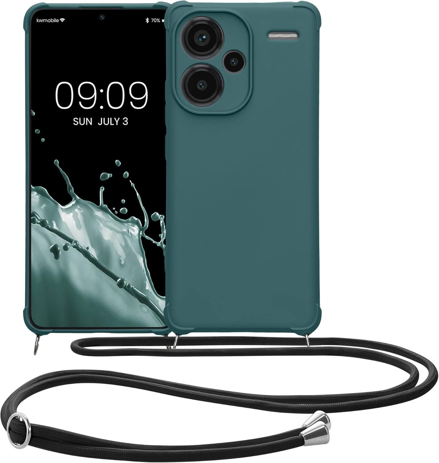 KW Xiaomi Redmi Note 13 Pro+ 5G Θήκη Σιλικόνης TPU με Λουράκι - Petrol