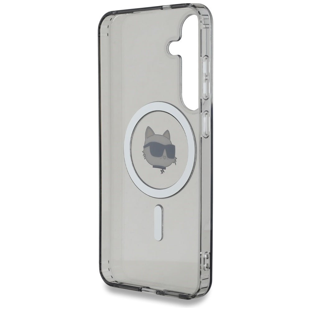 Karl Lagerfeld Samsung Galaxy S25 - Button Choupette Head Printed Logo - MagSafe Σκληρή Θήκη με Πλαίσιο Σιλικόνης - Black - KLHMS25SHLSCHK