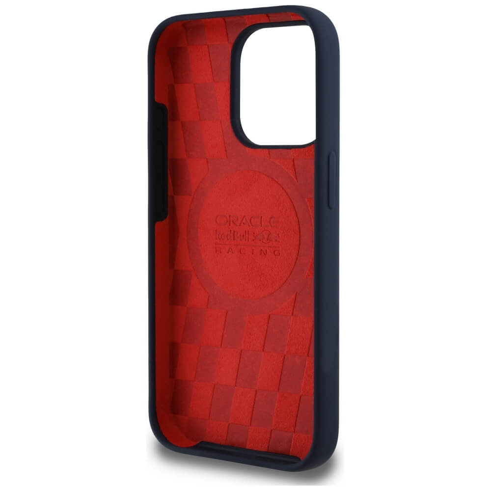 Red Bull iPhone 15 Pro Max - HC Silicone ORBR20 Logo Red Lining - MagSafe Σκληρή Θήκη με Πλαίσιο Σιλικόνης - Navy Blue - RBHMP15X24SIOLVR