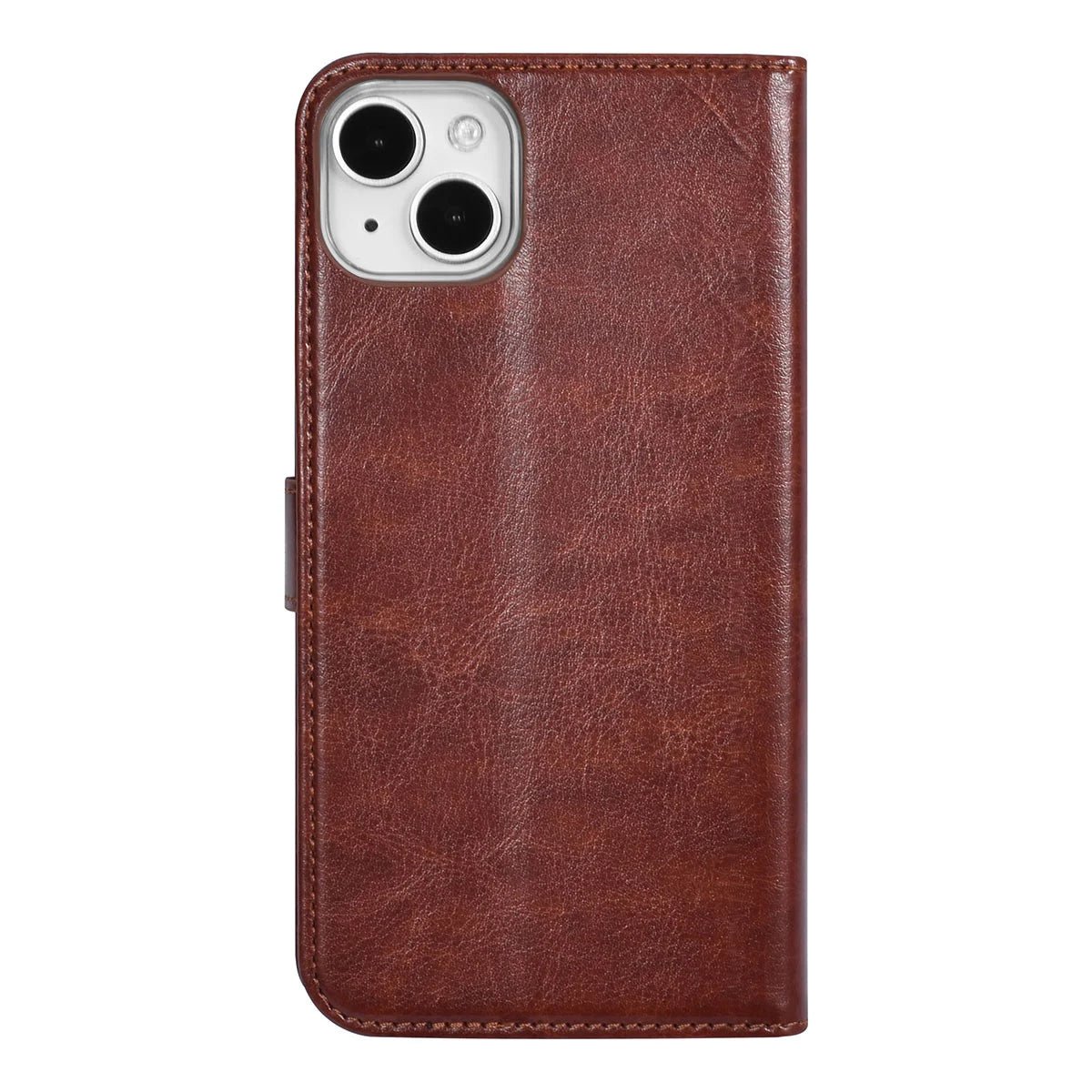 Tuniq iPhone 15 Plus / 14 Plus - Θήκη Πορτοφόλι Stand από Δερματίνη - Καφέ
