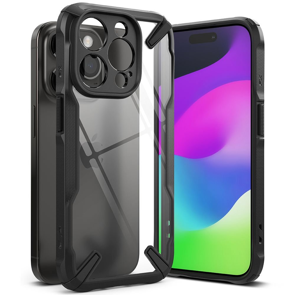 Ringke iPhone 15 Pro Max Fusion X Σκληρή Θήκη με Πλαίσιο Σιλικόνης - Black - Διάφανη