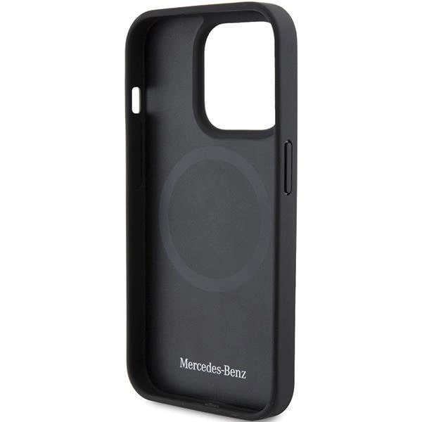 Mercedes iPhone 15 Pro Max Smooth Leather MagSafe Σκληρή Θήκη με Επένδυση Συνθετικού Δέρματος και MagSafe - Black - Mer007846 - 0