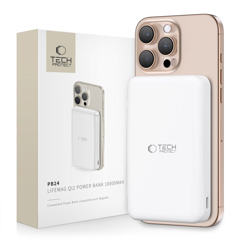 Tech - Protect PB24 Lifemag QI2 MagSafe PowerBank Μαγνητικό PowerBank Κινητού 10000 mAh - White