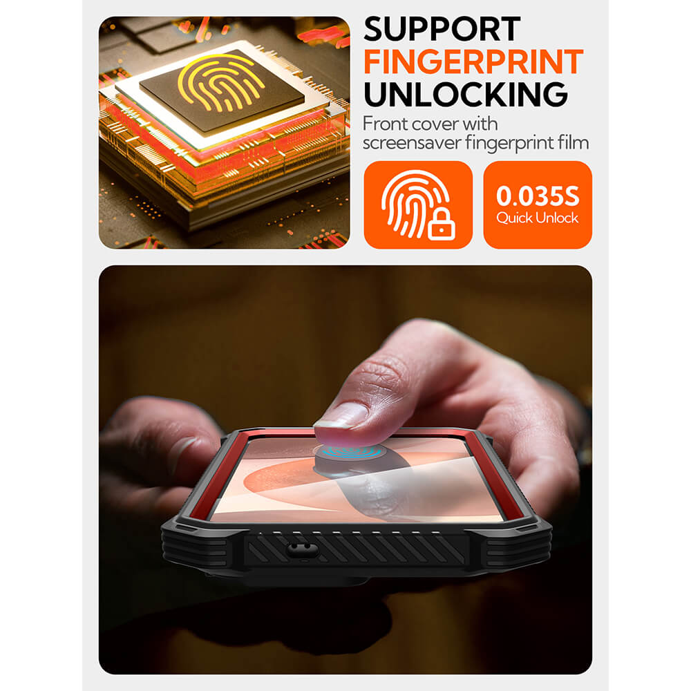 Supcase Samsung Galaxy S25 Armorbox Magsafe Σκληρή Θήκη με Προστασία Οθόνης και Κάλυμμα Κάμερας / Stand - Metallic Red