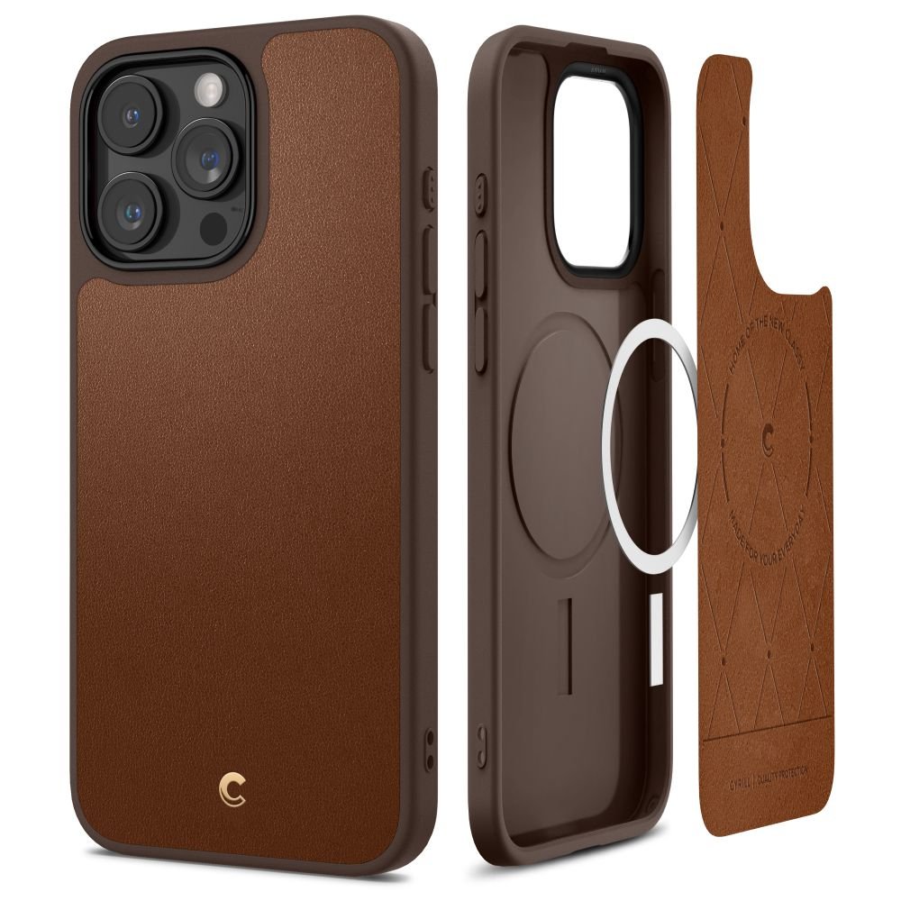 Spigen Cyrill iPhone 15 Pro Max Kajuk Mag Θήκη με Επένδυση Συνθετικού Δέρματος και MagSafe - Saddle Brown