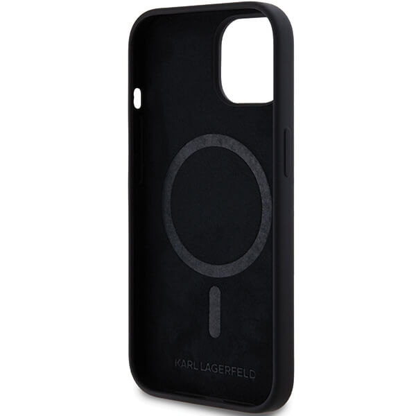 Karl Lagerfeld iPhone 14 Plus / 15 Plus - Silicone Choupette Head Print - MagSafe Θήκη Σιλικόνης - Black - KLHMP15MSCHPPLK