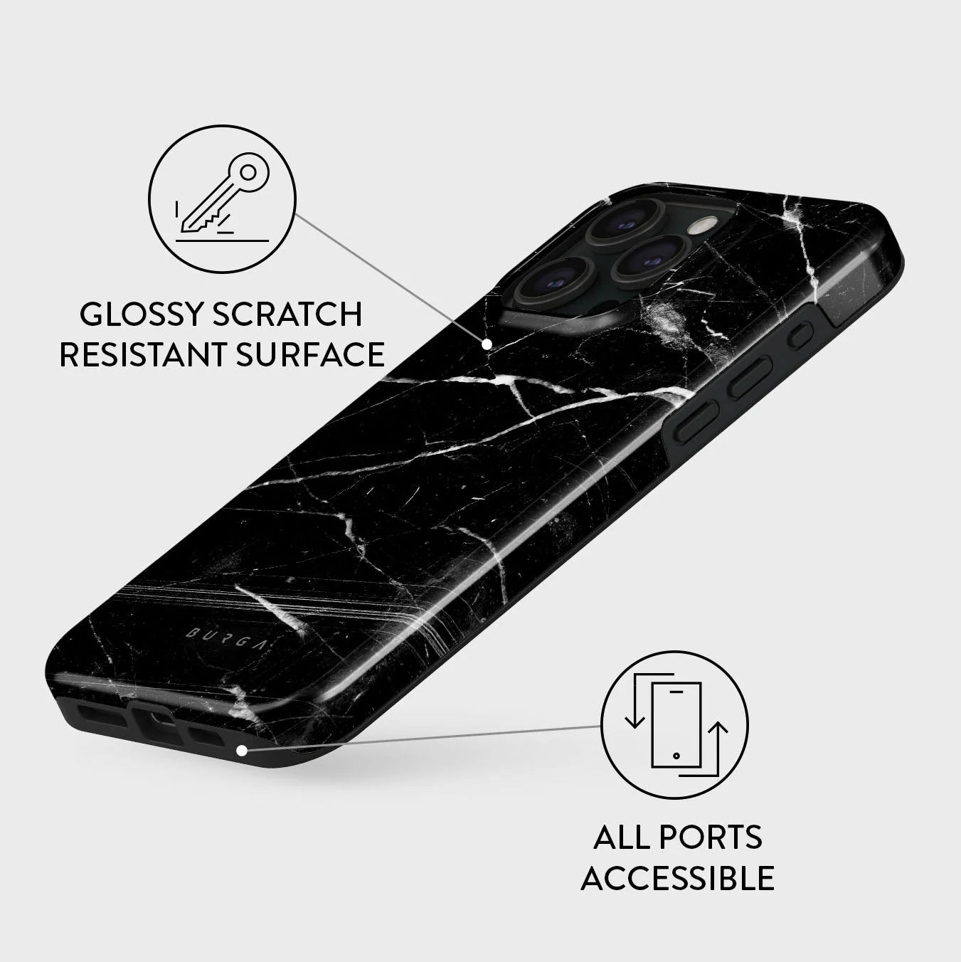 Burga iPhone 15 Pro Fashion Tough MagSafe Σκληρή Θήκη με MagSafe - Noir Origin