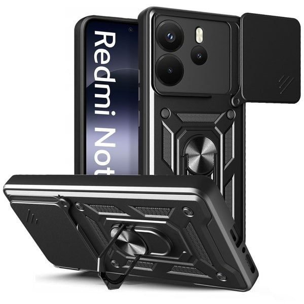 Tech - Protect Xiaomi Redmi Note 14 4G Camshield Pro Σκληρή Θήκη με Πλαίσιο Σιλικόνης και Δαχτυλίδι Συγκράτησης - Black