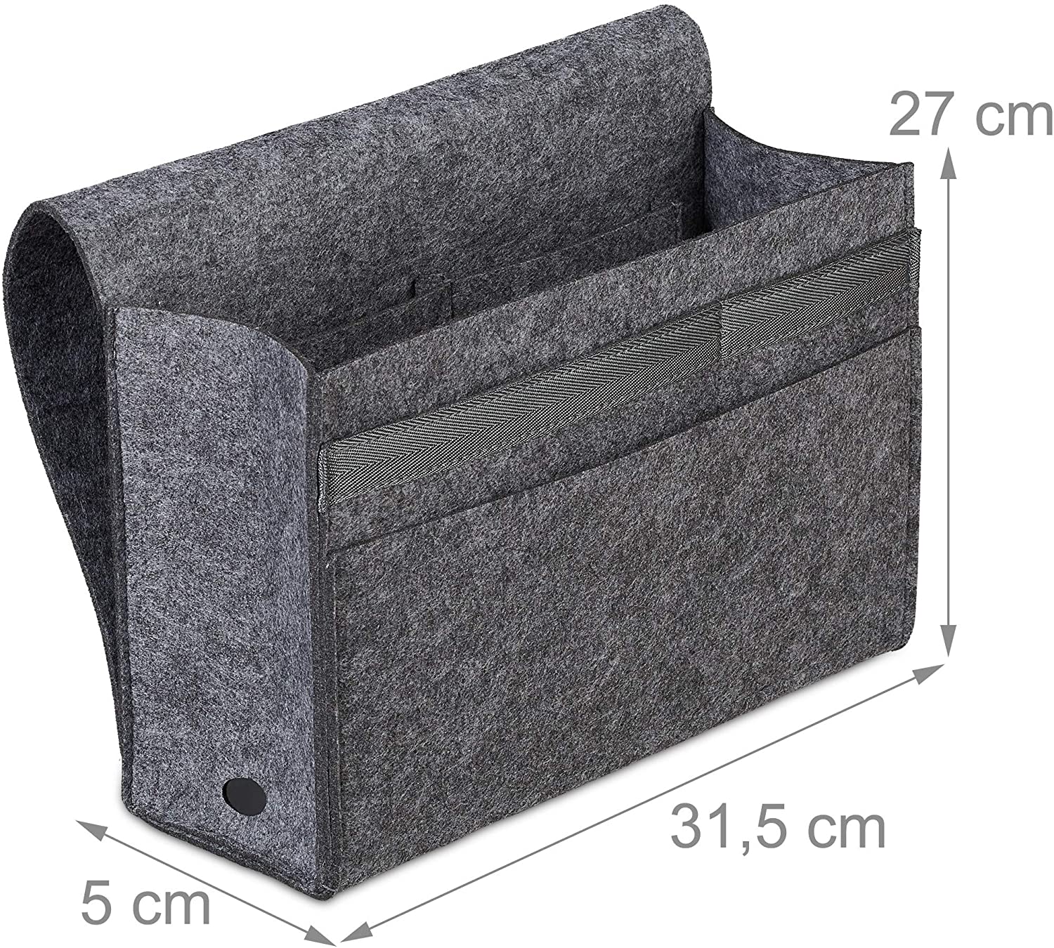 Relaxdays Bed Pocket Τσέπη Organiser Κρεβατιού με Πιάστρα Velcro - Dark Grey - 4052025898373