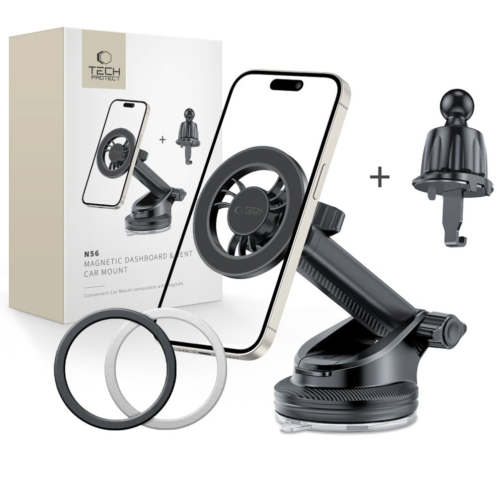 Tech - Protect N56 Μαγνητική MagSafe Βάση Αυτοκινήτου για το Ταμπλό και τον Αεραγωγό - Black