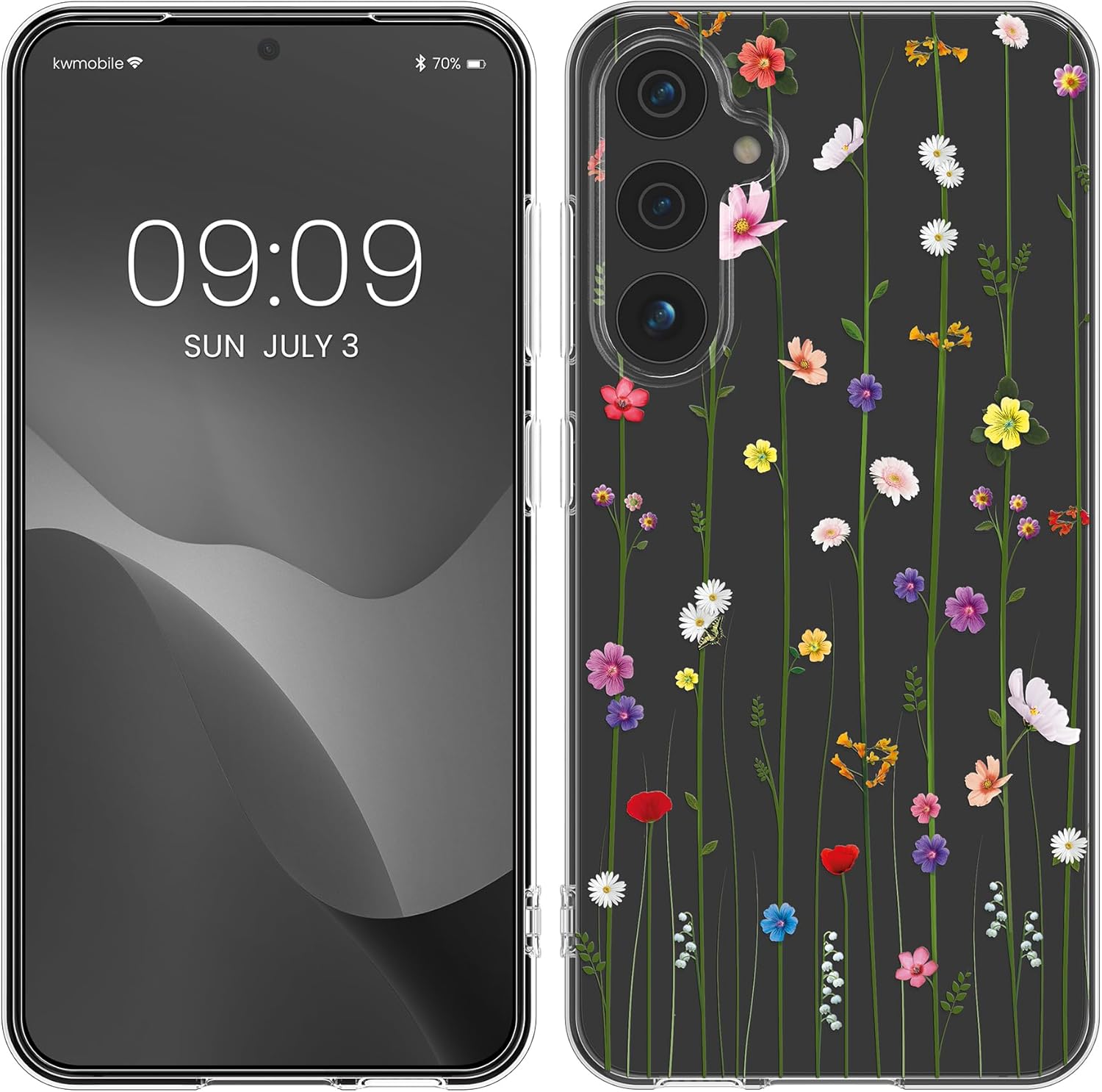 KW Samsung Galaxy A35 5G Λεπτή Θήκη Σιλικόνης TPU - Design Wild Flowers Tendril - Multicoloured / Διάφανη