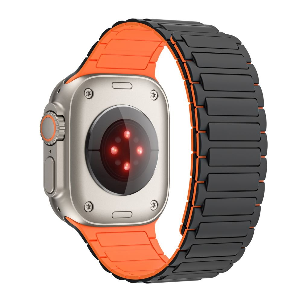 Tech - Protect Λουράκι Apple Watch 4 / 5 / 6 / 7 / 8 / 9 / SE / ULTRA 1 / ULTRA 2 - 42 / 44 / 45 / 49 mm IconBand Magnetic Μαγνητικό Σιλικόνης - Black / Orange