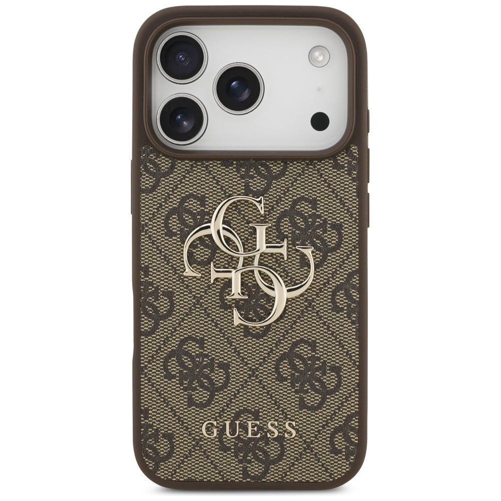 Guess iPhone 17 Pro - 4G Big Logo - Σκληρή Θήκη με Πλαίσιο Σιλικόνης και Επένδυση Συνθετικού Δέρματος - Brown - GUHCP17L4GMGBR