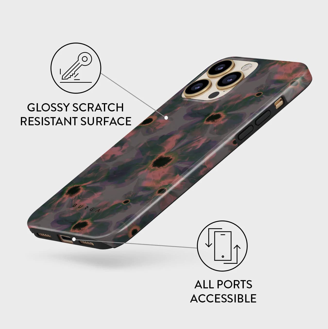 Burga iPhone 13 Pro Fashion Tough Σκληρή Θήκη - Volcanic Garden