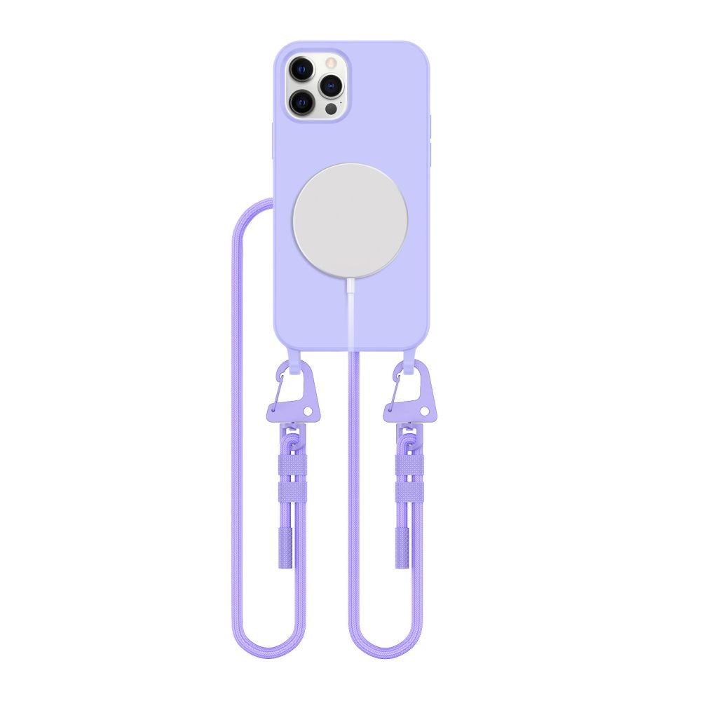 Tech - Protect iPhone 12 / iPhone 12 Pro MagNecklace - MagSafe Θήκη Σιλικόνης TPU με Pυθμιζόμενο Αποσπώμενο Κορδόνι - Lavender
