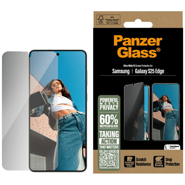 PanzerGlass Samsung Galaxy S25 Edge Privacy Ultra - Wide Fit Full Screen Αντιχαρακτικό Γυαλί Οθόνης - Black