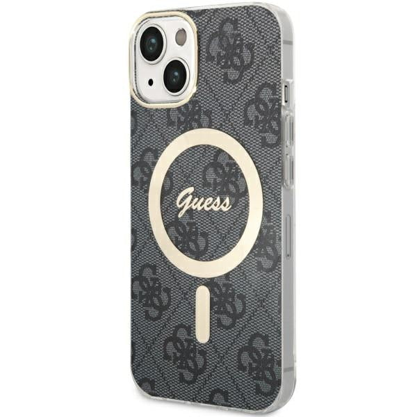 Guess iPhone 13 / 14 / 15 - 4G MagSafe Σκληρή Θήκη με Πλαίσιο Σιλικόνης και MagSafe - Black - GUHMP14SH4STK
