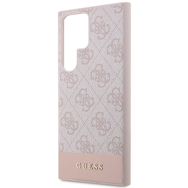 Guess Samsung Galaxy S23 Ultra - 4G Stripe Collection Θήκη με Επένδυση Συνθετικού Δέρματος - Pink - GUHCS23LG4GLPI