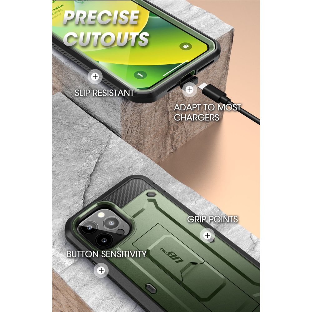 Supcase iPhone 14 Pro Unicorn Beetle Pro Σκληρή Θήκη με Προστασία Οθόνης και Stand - Green