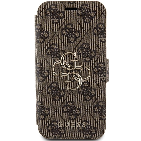Guess iPhone 15 Pro Max 4G Big Metal Logo Θήκη Πορτοφόλι με Επένδυση Συνθετικού Δέρματος - Brown - GUBKP15X4GMGBR