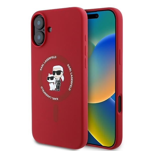 Karl Lagerfeld iPhone 16 Plus - Silicone KC Heads Ring MagSafe - Θήκη Σιλικόνης με MagSafe - Red - KLHMP16MSCMKCRHR
